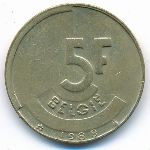 Belgium, 5 francs, 1988