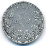 South Africa, 6 pence, 1892–1897
