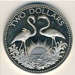 Bahamas, 2 dollars, 1974–1980