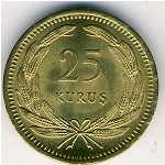 Turkey, 25 kurus, 1948–1956