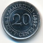 Mauritius, 20 cents, 1990–2016