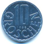 Австрия, 10 грошей (1951–2001 г.)