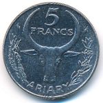 Madagascar, 5 francs, 1984