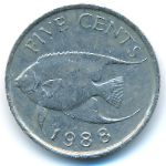 Bermuda Islands, 5 cents, 1986–1997