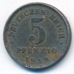 Germany, 5 pfennig, 1918