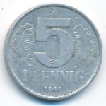 German Democratic Republic, 5 pfennig, 1968