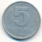 German Democratic Republic, 5 pfennig, 1968