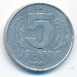 German Democratic Republic, 5 pfennig, 1968