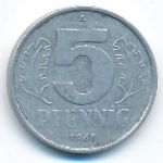 German Democratic Republic, 5 pfennig, 1968