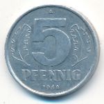 German Democratic Republic, 5 pfennig, 1968