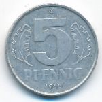 German Democratic Republic, 5 pfennig, 1968