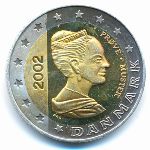 Дания., 2 евро (2002 г.)