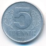 German Democratic Republic, 5 pfennig, 1968