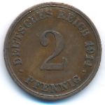 Germany, 2 pfennig, 1904–1916