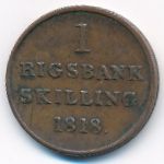 Denmark, 1 rigsbankskilling, 1818