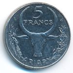 Madagascar, 5 francs, 1986