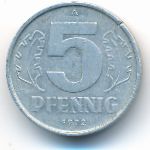 German Democratic Republic, 5 pfennig, 1972