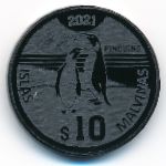 Мальвинские острова., 10 песо (2021 г.)