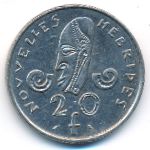 New Hebrides, 20 francs, 1973