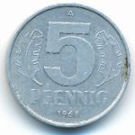 German Democratic Republic, 5 pfennig, 1968