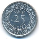 Суринам, 25 центов (1989–2021 г.)