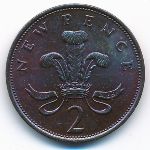 Great Britain, 2 new pence, 1975