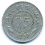 Guyana, 25 cents, 1977