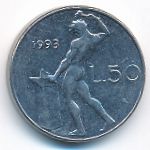 Italy, 50 lire, 1993
