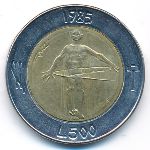 San Marino, 500 lire, 1985