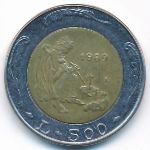 San Marino, 500 lire, 1989