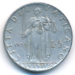 Vatican City, 5 lire, 1953