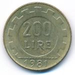 Italy, 200 lire, 1981