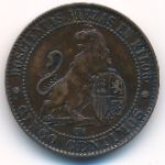 Spain, 5 centimos, 1870