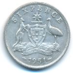 Австралия, 6 пенсов (1951 г.)