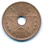 Belgian Congo, 1 centime, 1919