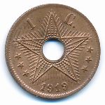 Belgian Congo, 1 centime, 1919