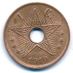 Belgian Congo, 1 centime, 1919