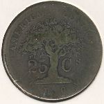 Costa Rica, 25 centavos, 1864–1875