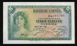 Spain, 5 песет, 1935