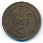 Sweden, 5 ore, 1897