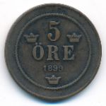 Sweden, 5 ore, 1899