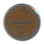 Saxony, 2 pfennig, 1869