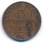 Prussia, 3 pfenning, 1856