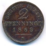 Prussia, 2 pfenning, 1868