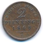 Prussia, 2 pfenning, 1868