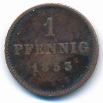 Bavaria, 1 pfenning, 1853