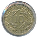 Weimar Republic, 10 reichspfennig, 1925