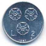 San Marino, 2 lire, 1987