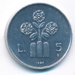 San Marino, 5 lire, 1987