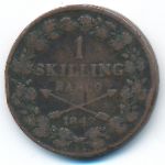 Sweden, 1 скиллинг (1842 г.)